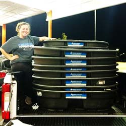 A woman with the new cold water immersion tubs